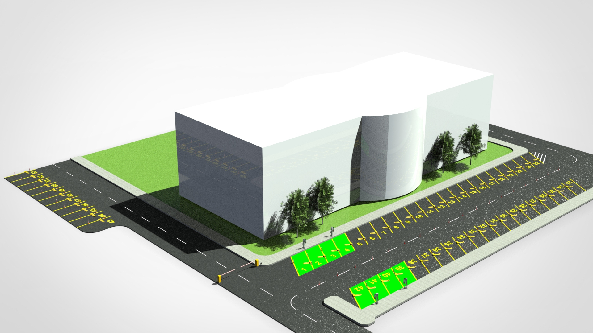 3D render of OpenSpot building parking