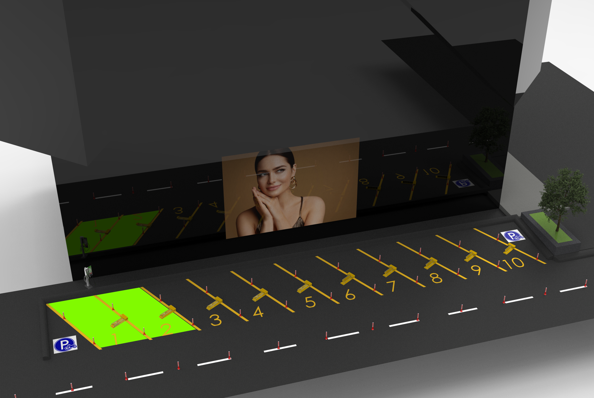 3D render of underground parking with OpenSpot