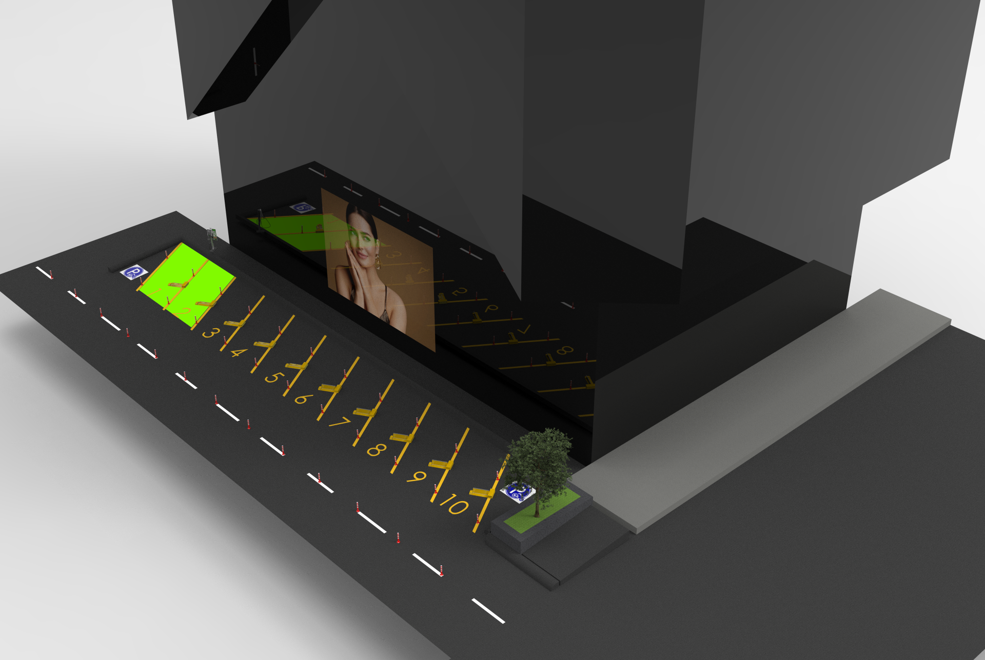 3D render of commercial parking facility